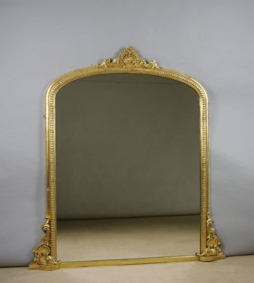 victorian gilt large arch top overmantle mirror - CATEGORY: ANTIQUE MIRRORS - DATED 1870