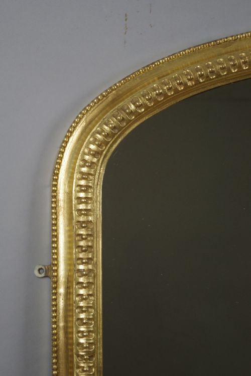 VICTORIAN GILT LARGE ARCH TOP OVERMANTLE MIRROR - ADDITIONAL PHOTO 3