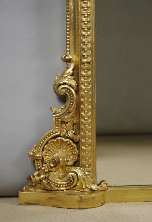 VICTORIAN GILT LARGE ARCH TOP OVERMANTLE MIRROR - ADDITIONAL PHOTO 5