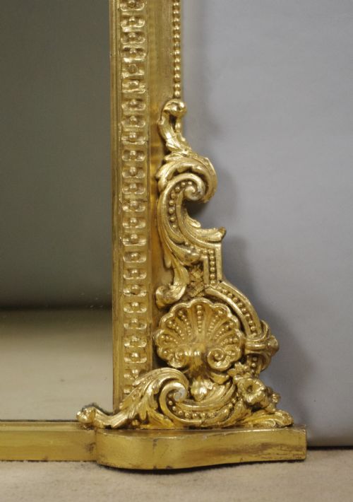 VICTORIAN GILT LARGE ARCH TOP OVERMANTLE MIRROR - ADDITIONAL PHOTO 6