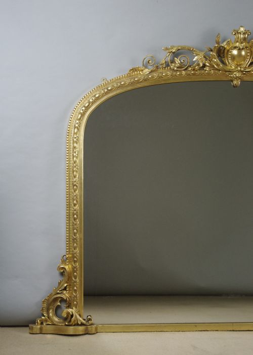 VICTORIAN GILT LARGE ARCH TOP OVERMANTLE MIRROR - ADDITIONAL PHOTO 1