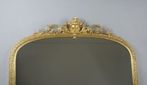 VICTORIAN GILT LARGE ARCH TOP OVERMANTLE MIRROR - ADDITIONAL PHOTO 2