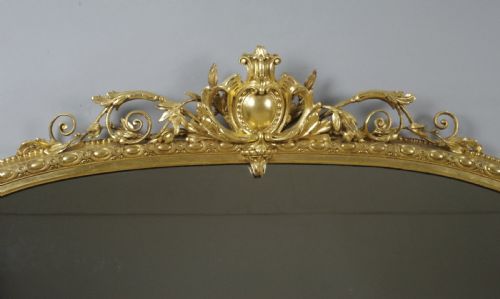 VICTORIAN GILT LARGE ARCH TOP OVERMANTLE MIRROR - ADDITIONAL PHOTO 3