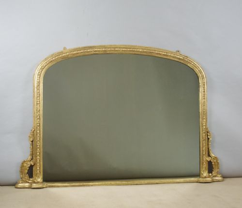 victorian gilt large arch top overmantle mirror - CATEGORY: ANTIQUE MIRRORS - DATED 1870