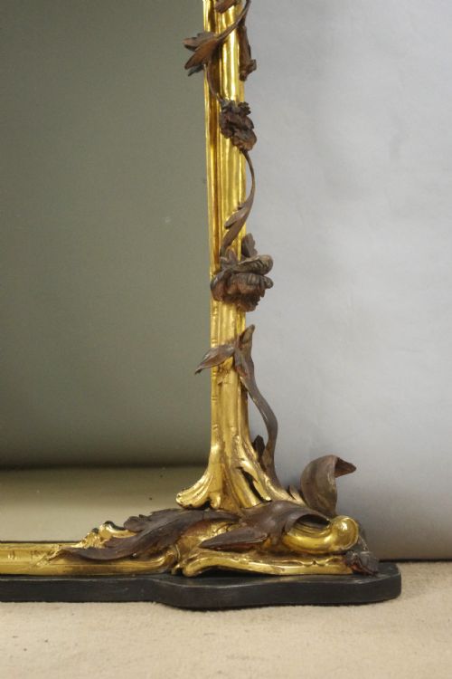 VICTORIAN CARVED GILT WOOD ROCOCO STYLE LARGE OVERMANTLE MIRROR - ADDITIONAL PHOTO 9