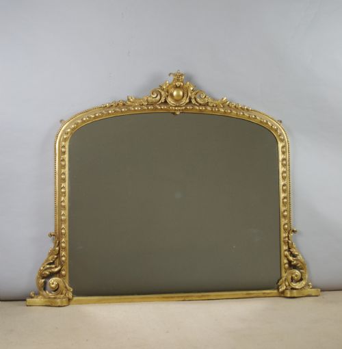 victorian gilt large arch top overmantle mirror - CATEGORY: ANTIQUE MIRRORS - DATED 1870