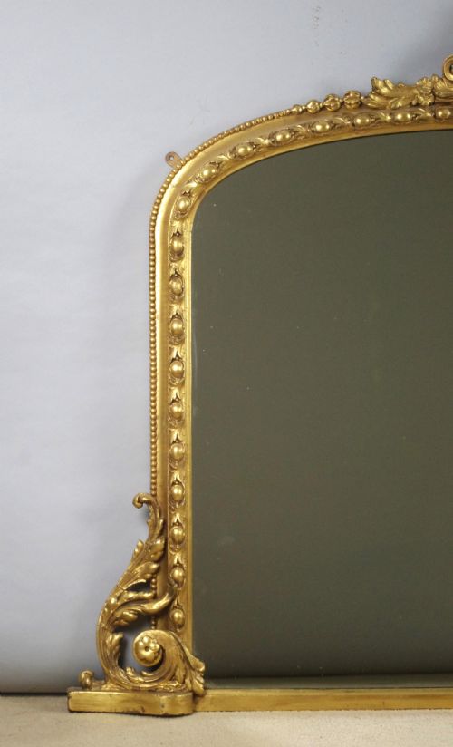 VICTORIAN GILT LARGE ARCH TOP OVERMANTLE MIRROR - ADDITIONAL PHOTO 1