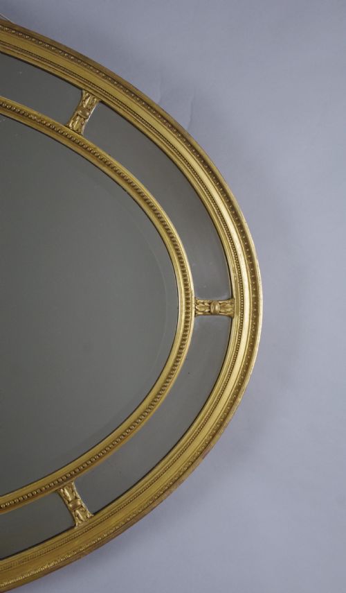 VICTORIAN GILT LARGE OVAL MARGINAL OVERMANTLE MIRROR - ADDITIONAL PHOTO 2