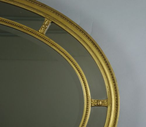 VICTORIAN GILT LARGE OVAL MARGINAL OVERMANTLE MIRROR - ADDITIONAL PHOTO 3