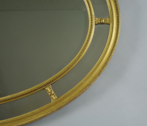VICTORIAN GILT LARGE OVAL MARGINAL OVERMANTLE MIRROR - ADDITIONAL PHOTO 4