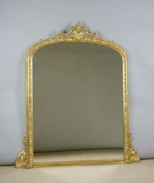 victorian gilt large arch top overmantle mirror - CATEGORY: ANTIQUE MIRRORS - DATED 1870