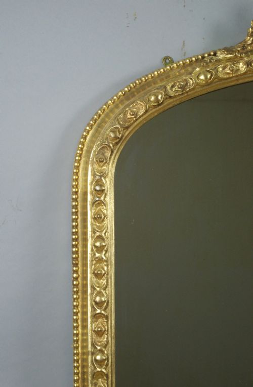 VICTORIAN GILT LARGE ARCH TOP OVERMANTLE MIRROR - ADDITIONAL PHOTO 3