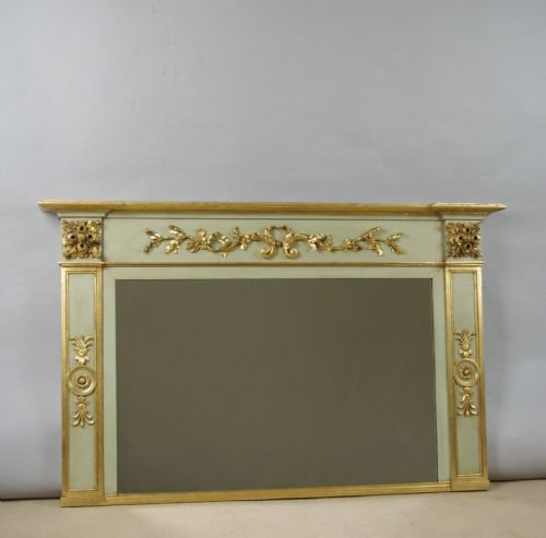victorian painted and parcelgilt overmantle mirror - CATEGORY: ANTIQUE MIRRORS - DATED 1890