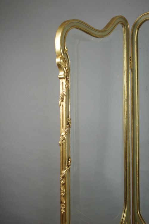 FRENCH LOUIS XV STYLE PAINTED AND PARCELGILT FOUR FOLD SCREEN - ADDITIONAL PHOTO 1