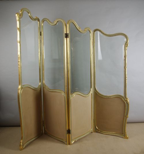 FRENCH LOUIS XV STYLE PAINTED AND PARCELGILT FOUR FOLD SCREEN - ADDITIONAL PHOTO 8