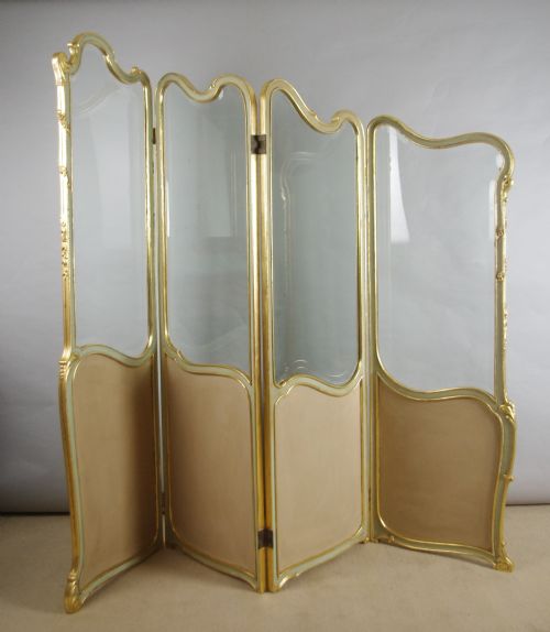 FRENCH LOUIS XV STYLE PAINTED AND PARCELGILT FOUR FOLD SCREEN - ADDITIONAL PHOTO 9