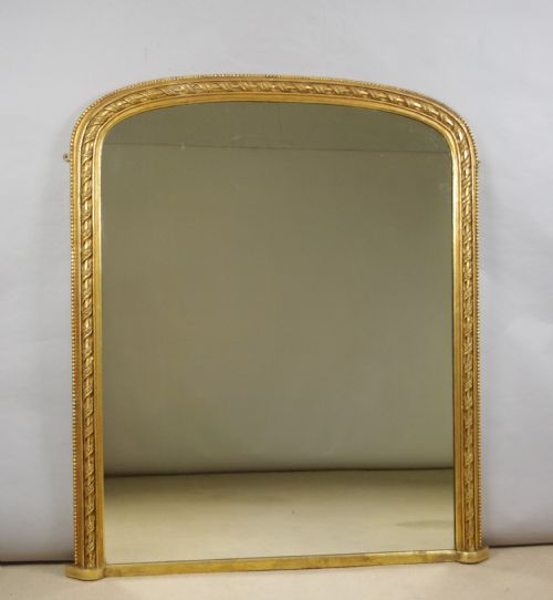 victorian gilt large arch top overmantle mirror - CATEGORY: ANTIQUE MIRRORS - DATED 1870