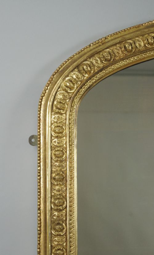 VICTORIAN GILT LARGE ARCH TOP OVERMANTLE MIRROR - ADDITIONAL PHOTO 3