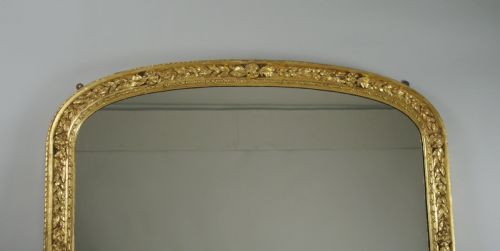 VICTORIAN GILT LARGE ARCH TOP OVERMANTLE MIRROR - ADDITIONAL PHOTO 1
