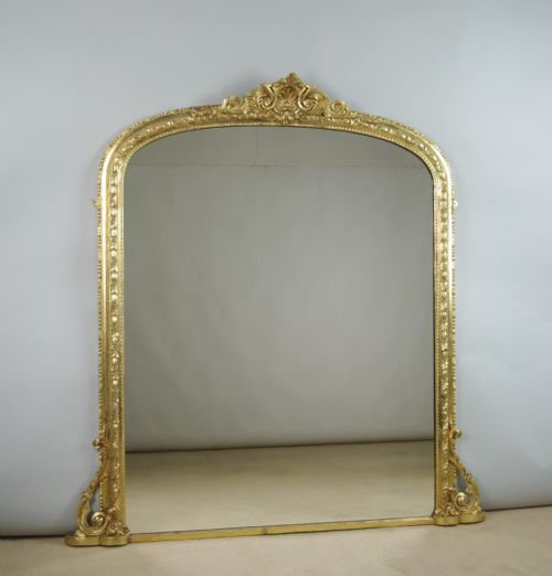 victorian gilt large arch top overmantle mirror - CATEGORY: ANTIQUE MIRRORS - DATED 1870