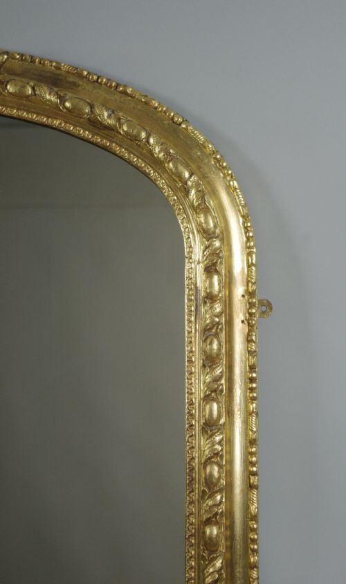 VICTORIAN GILT LARGE ARCH TOP OVERMANTLE MIRROR - ADDITIONAL PHOTO 4