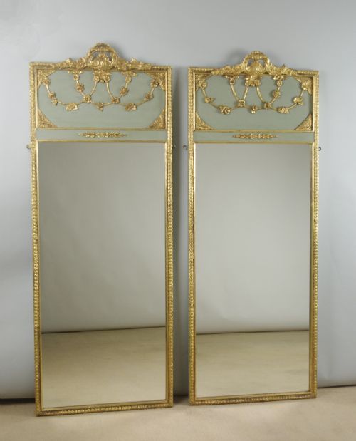 pair painted and parcelgilt pier mirrors - CATEGORY: ANTIQUE MIRRORS - DATED EDWARDIAN