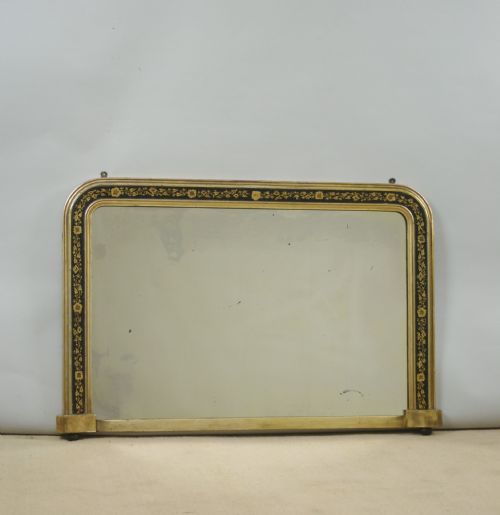 victorian ebonised and parcelgilt overmantle mirror - CATEGORY: ANTIQUE MIRRORS - DATED VICTORIAN