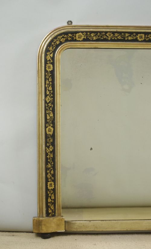 VICTORIAN EBONISED AND PARCELGILT OVERMANTLE MIRROR - ADDITIONAL PHOTO 1