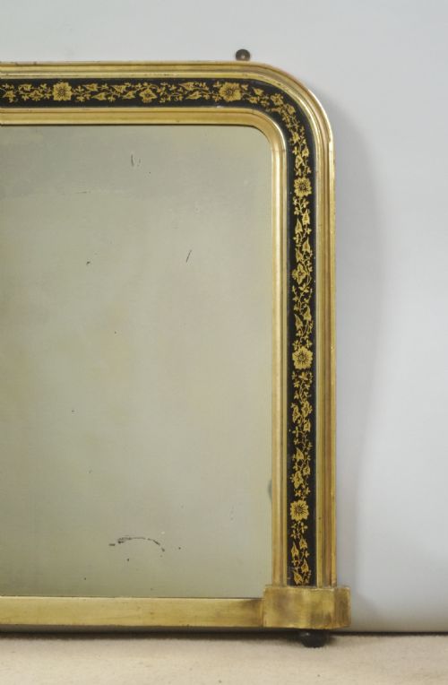 VICTORIAN EBONISED AND PARCELGILT OVERMANTLE MIRROR - ADDITIONAL PHOTO 2
