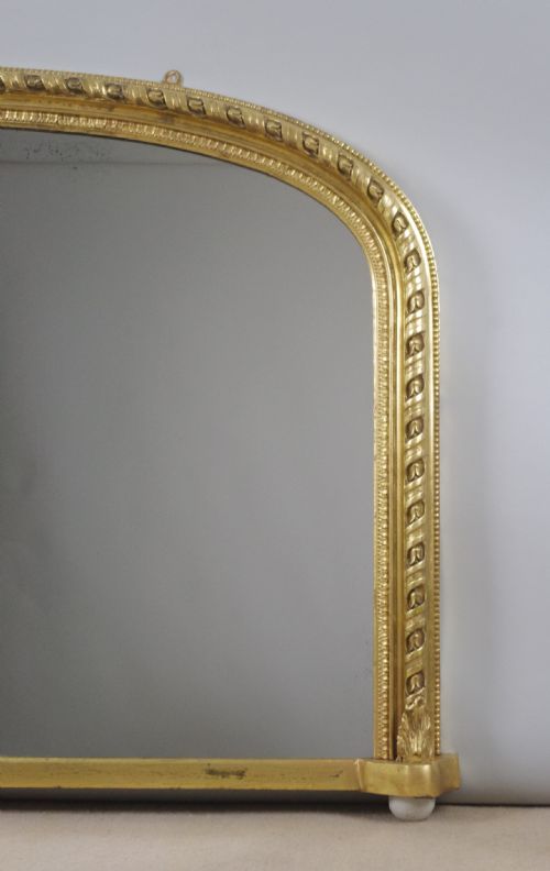 VICTORIAN GILT ARCH TOP OVERMANTLE MIRROR - ADDITIONAL PHOTO 2