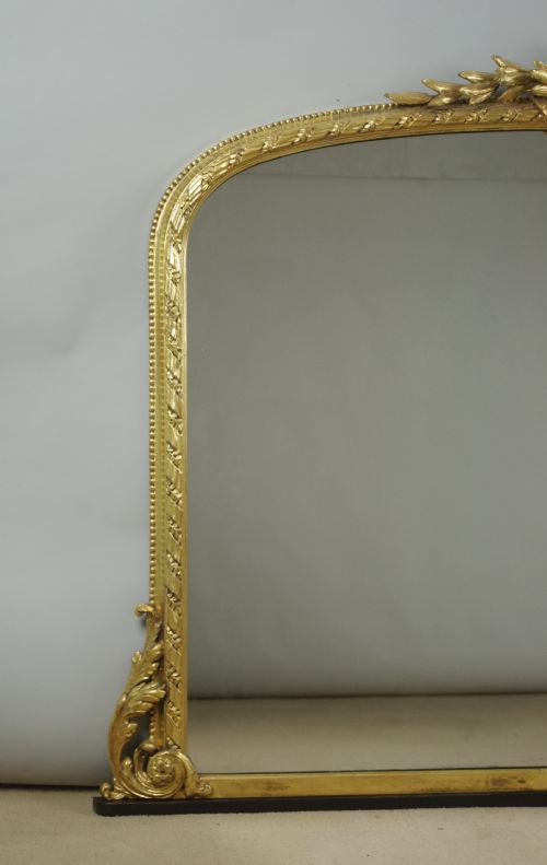 VICTORIAN GILT LARGE ARCH TOP OVERMANTLE MIRROR - ADDITIONAL PHOTO 1