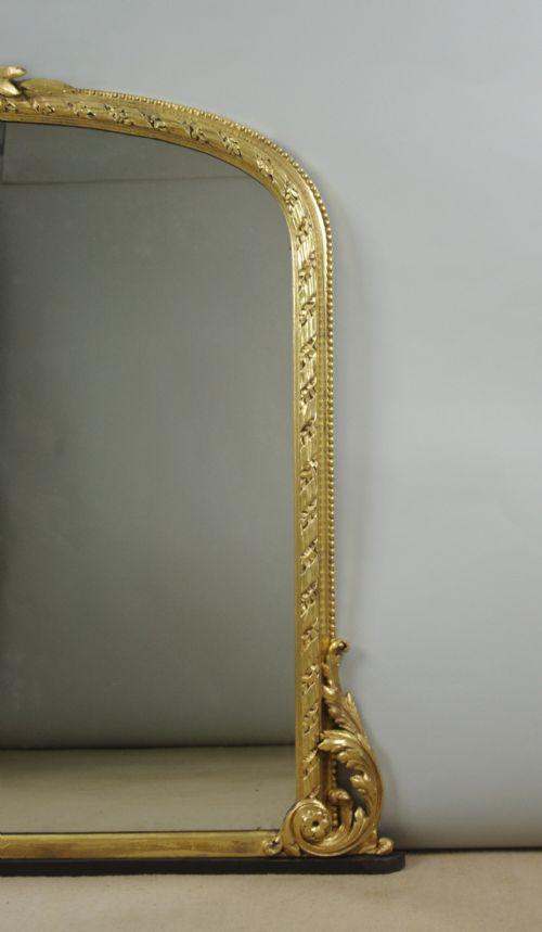 VICTORIAN GILT LARGE ARCH TOP OVERMANTLE MIRROR - ADDITIONAL PHOTO 2