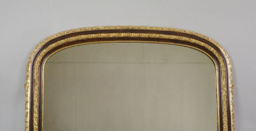 VICTORIAN SIMULATED WOOD AND PARCELGILT ARCH TOP OVERMANTLE MIRROR - ADDITIONAL PHOTO 1