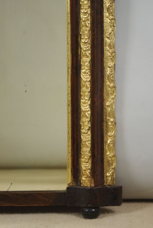 VICTORIAN SIMULATED WOOD AND PARCELGILT ARCH TOP OVERMANTLE MIRROR - ADDITIONAL PHOTO 6