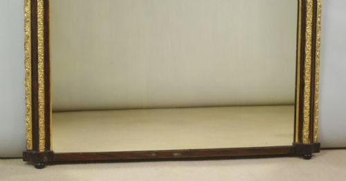 VICTORIAN SIMULATED WOOD AND PARCELGILT ARCH TOP OVERMANTLE MIRROR - ADDITIONAL PHOTO 7