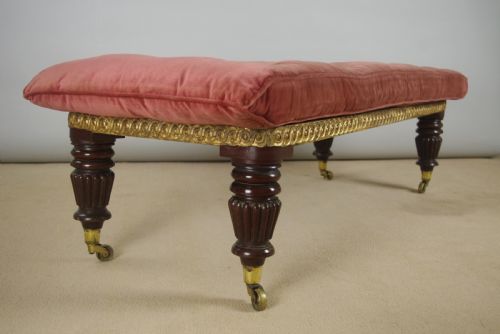 VICTORIAN MAHOGANY AND PARCELGILT WINDOW SEAT LONG STOOL - ADDITIONAL PHOTO 3
