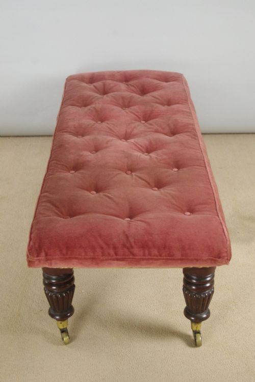 VICTORIAN MAHOGANY AND PARCELGILT WINDOW SEAT LONG STOOL - ADDITIONAL PHOTO 8