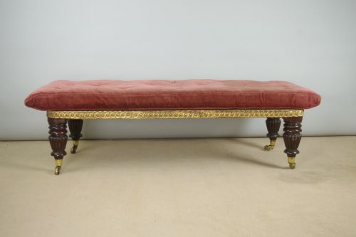 victorian mahogany and parcelgilt window seat long stool - CATEGORY: ANTIQUE STOOLS - DATED 19TH CENTURY