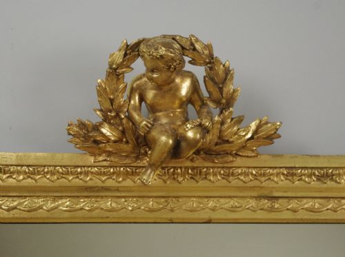 VICTORIAN GILT OVERMANTLE MIRROR WITH 'PUTTO' CRESTING - ADDITIONAL PHOTO 2