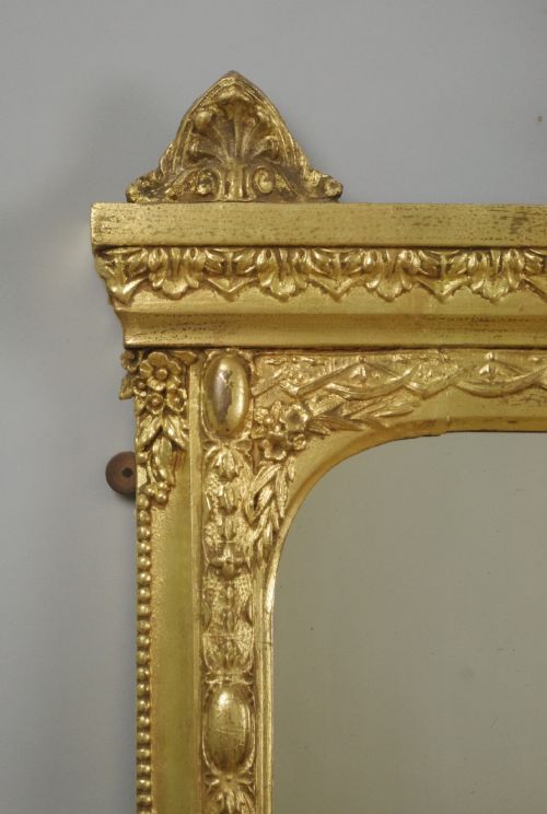 VICTORIAN GILT OVERMANTLE MIRROR WITH 'PUTTO' CRESTING - ADDITIONAL PHOTO 3