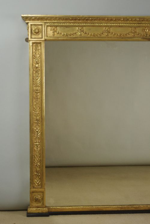 VICTORIAN GILT LARGE ADAM STYLE OVERMANTLE MIRROR - ADDITIONAL PHOTO 1