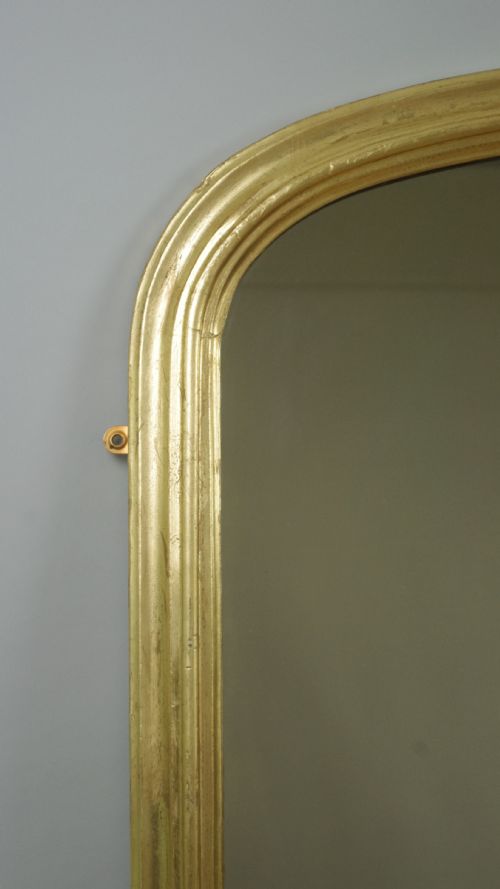 VICTORIAN GILT WOOD LARGE ARCH TOP OVERMANTLE MIRROR - ADDITIONAL PHOTO 2