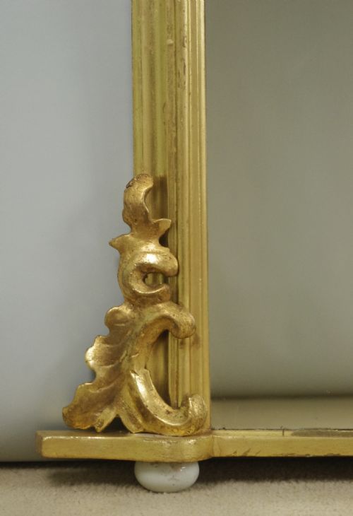 VICTORIAN GILT WOOD LARGE ARCH TOP OVERMANTLE MIRROR - ADDITIONAL PHOTO 4