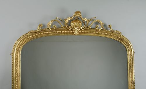 VICTORIAN GILT LARGE ARCH TOP OVERMANTLE MIRROR - ADDITIONAL PHOTO 1