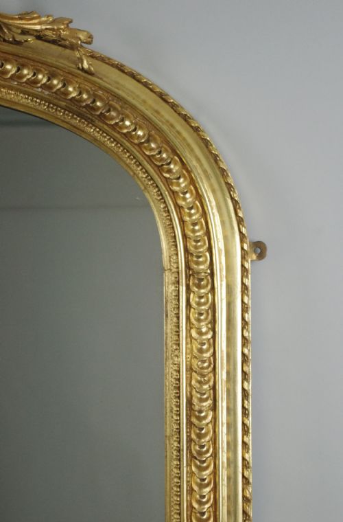 VICTORIAN GILT LARGE ARCH TOP OVERMANTLE MIRROR - ADDITIONAL PHOTO 4