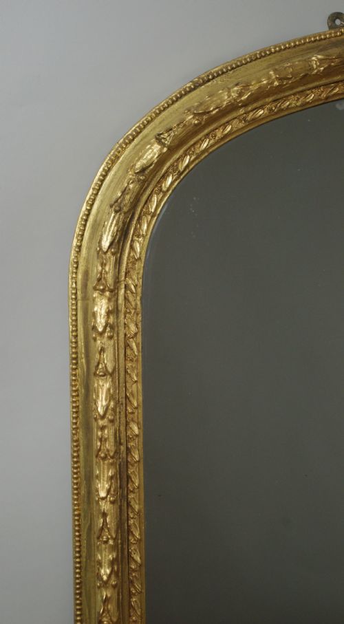 VICTORIAN GILT LARGE ARCH TOP OVERMANTLE MIRROR - ADDITIONAL PHOTO 2