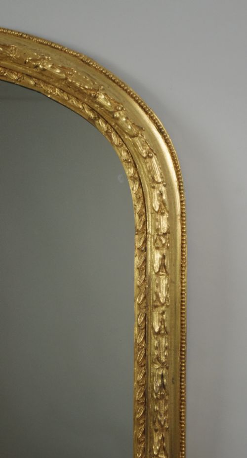 VICTORIAN GILT LARGE ARCH TOP OVERMANTLE MIRROR - ADDITIONAL PHOTO 3