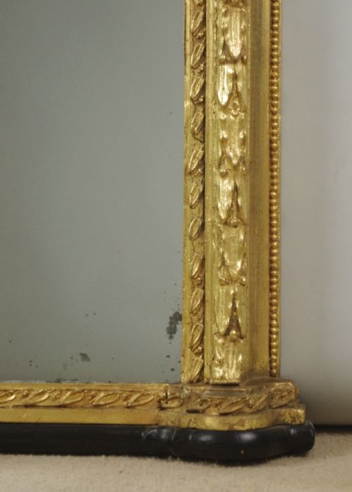 VICTORIAN GILT LARGE ARCH TOP OVERMANTLE MIRROR - ADDITIONAL PHOTO 5