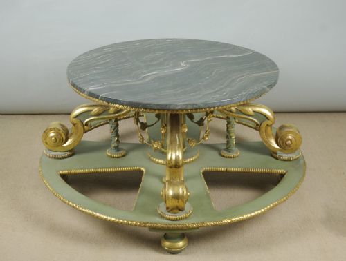 FRENCH PAINTED AND PARCELGILT CENTRE TABLESTAND WITH MARBLE TOP - ADDITIONAL PHOTO 1