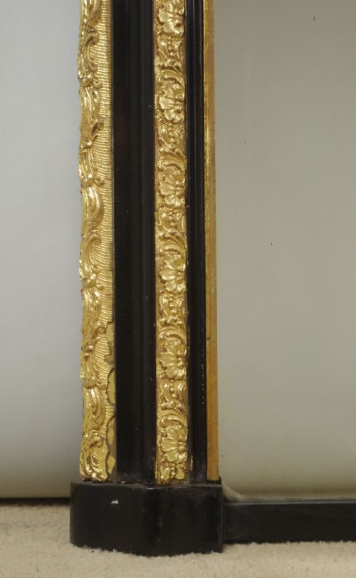 VICTORIAN EBONISED AND PARCELGILT ARCH TOP OVERMANTLE MIRROR - ADDITIONAL PHOTO 4